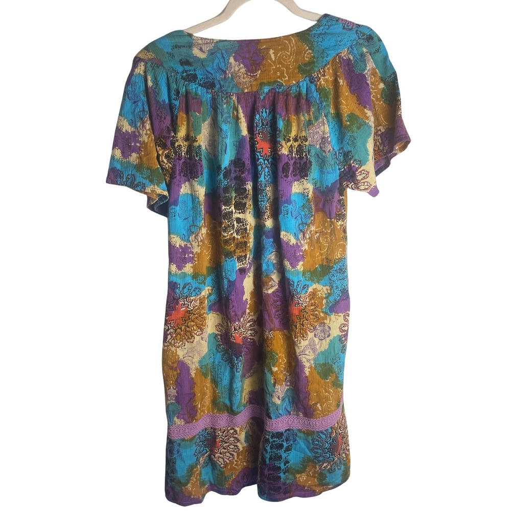 Vintage Sara Morgan Muumuu Dress  Boho Floral Patchwork Caftan Vibrant & Comfy‎